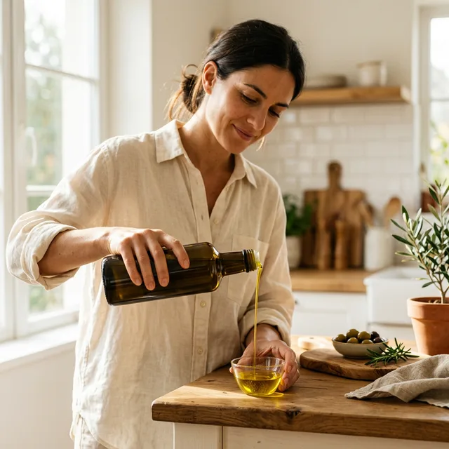 Best olive oil to drink daily being poured into a tasting glass