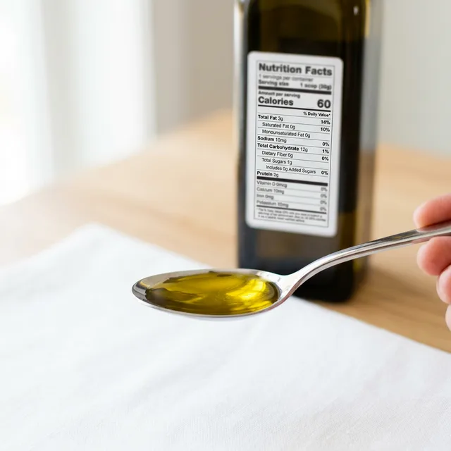 Calories in extra virgin olive oil measured in a tablespoon
